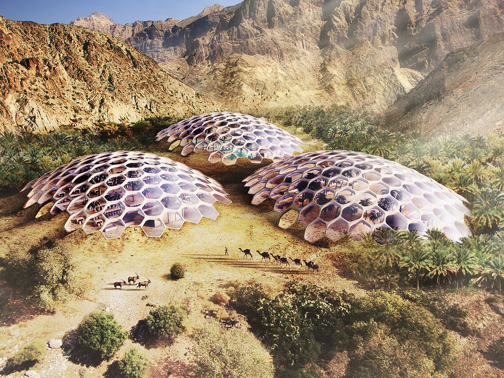 Biodomes in the UAE's Al Hajar Mountains